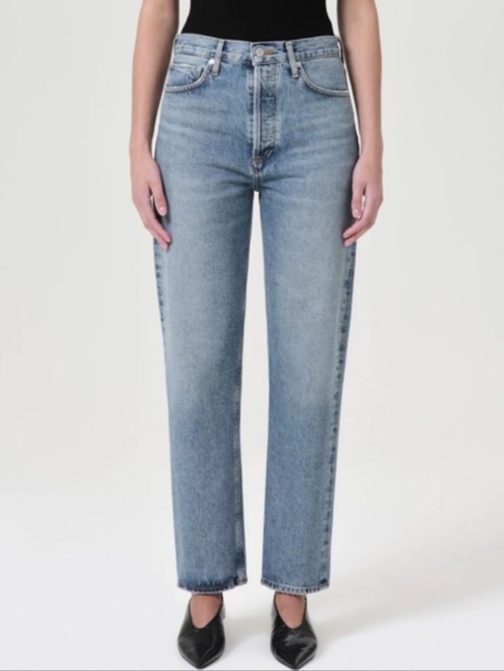 Agolde 90s Pinch Waist High Rise Straight Leg Navigate Distressed Jeans Size 31